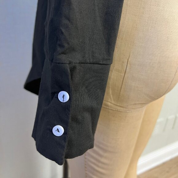 NWOT Deadstock 2000s Button Up Collared Open Back Twist Dress Shirt - Picture 4 of 4